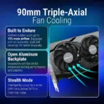 PNY GeForce RTX 5060 ARGB EPIC-X RGB OC Triple Fan GPU, 8GB GDDR7, 2580MHz Boost, DLSS 4, PCIe 5.0 x8, 3× DP 2.1b / HDMI 2.1b, Windows 10/11/Linux – Black - Image 5