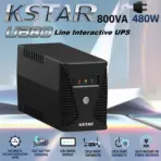 KSTAR UA80 800VA Line Interactive UPS With AVR, 480W Output, LED Indicators, Fast Charging Battery, Modem LAN Protection, Cold Start Function , 2 Output Sockets, 12V / 9Ah × 1 Battery 