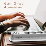 MOXOM MX-ST05 Power Strip and Fast Charger with 6 USB Ports and 2 Type-C Ports Fast Charging 3.5A and 4 AC Power Sockets - Image 3