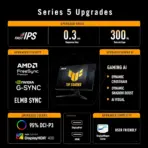 ASUS TUF Gaming VG27AQM5A-P 27" QHD 300Hz Fast IPS Monitor , 0.3ms GTG , ELMB Sync , 95% DCI-P3 , HDR10 , G-SYNC Compatible , FreeSync Premium , Dual 2W Speakers , Gaming AI &  Shadow Boost | No Stand Included - Image 3