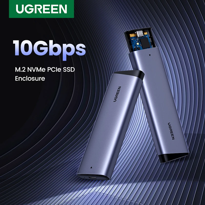 Sa37969a729bb47cf826d6a8bdb0383ddl-Copy-3.webp UGREEN M.2 NVMe & SATA SSD Aluminum Alloy Enclosure - Dual Protocol M.2 to USB Type-C SSD Adapter - Supports M.2 2230, M.2 2242, M.2 2260, M.2 2280 - 10Gbps Speed ,Up to 2TB Capacity , For Windows/macOS/Linux | SILVER ~ CM767 - 15813 - Image 1
