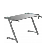 Gaming Computer Desk (120x60x73) MDF Top , Z Shaped Metal Legs , RGB Lit , Headset & Cup Holders | Black