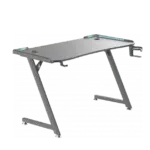 Gaming Computer Desk (120x60x73) MDF Top , Z Shaped Metal Legs , RGB Lit , Headset & Cup Holders | Black