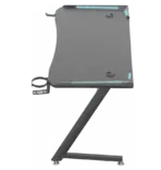 Gaming Computer Desk (120x60x73) MDF Top , Z Shaped Metal Legs , RGB Lit , Headset & Cup Holders | Black - Image 2