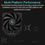 DeepCool Ak620 Zero Dark Dual-Tower CPU Cooler with 6 Copper Heatpipes, Dual 120mm Fdb Fans , 500-1850 Rpm , 68.99 Cfm,  260w Max Dissipation , Intel LGA AMD AM5/AM4 Sockets | BLACK - Image 7