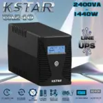 KSTAR UA240 Line-Interactive UPS 2400VA 1440W With AVR LCD Display, Fast Charging, Auto Restart, Simulated Sinewave Generator Compatible, Backup Power, Four Output Sockets , 12V / 7Ah x4 Batteries