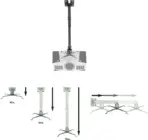 NCTS-CM100180 Universal Projector Mount: Telescopic Steel Alloy Bracket, White, Adjustable Height 100-180 cm, Full-Motion Design ±15° Pitch, ±360° Swivel, ±8° Roll, Universally Compatible - Image 5