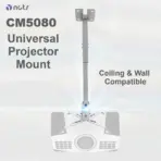NCTS CM5080 Universal Projector Mount – Full-Motion 360° Swivel, ±15° Pitch, ±8° Roll, Telescopic Steel Construction, Adjustable Arms, Ceiling & Wall Compatible