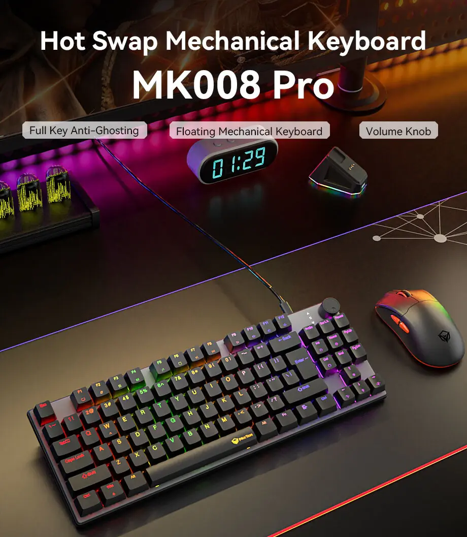 WSW.webp MEETION MK008 PRO TKL Mechanical Gaming Keyboard | 87-Key, RGB Backlit, Hot-Swap Red Switches, Volume Knob, USB-C, Anti-Ghosting – Black - Image 1