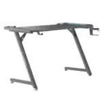 Gaming Computer Desk (120x60x73) MDF Top , Z Shaped Metal Legs , RGB Lit , Headset & Cup Holders | Black - Image 5