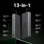 UGREEN Revodok Pro 313 13-In-1 USB-C Docking Station 4K@60Hz Triple Display Dual HDMI DP 10Gbps USB-C USB-A 100W PD Gigabit Ethernet SD TF 3.5mm Audio - Image 7