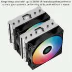 DeepCool AG620 ARGB Dual Tower CPU Cooler With 260W TDP, 6 Copper Heat Pipes, Dual 120mm Hydro Bearing Fans, Addressable RGB Lighting, Core Touch 2.0, LGA1851 & AM5 Support | BLACK  - Image 3
