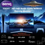 BenQ MOBIUZ EX251 | 25 inch FHD 220Hz Gaming Monitor with 1ms GTG, AMD FreeSync, HDR, Eye-Care Tech, USB Hub & Built-in Speakers – Console & PC Ready | WHITE