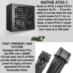 DeepCool PL750D ATX3.1 750W Power Supply With 12V-2x6 PCIe 5.1 Cable, 80 PLUS Bronze Efficiency, Cybernetics Silver, 120mm Hydro Fan, Dual EPS, Full Protection , Non-Modular | BLACK  - Image 3