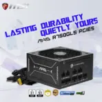 MSI MAG A750GLS PCIe5 750W ATX 3.1 Fully Modular Power Supply , 80 PLUS Gold , Modular Cables, Native 12V-2x6 Connector , 135mm FDB Fan , 220% Power Excursion , RTX 50 Ready, Quiet & Durable