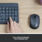 Logitech MK235 Wireless Keyboard And Mouse Combo – Full-Size Layout, Spill-Resistant Keys, 36-Month Battery, 2.4GHz USB Receiver, Optical Mouse, Tilt Legs, Supports Windows & ChromeOS – Black - Image 3